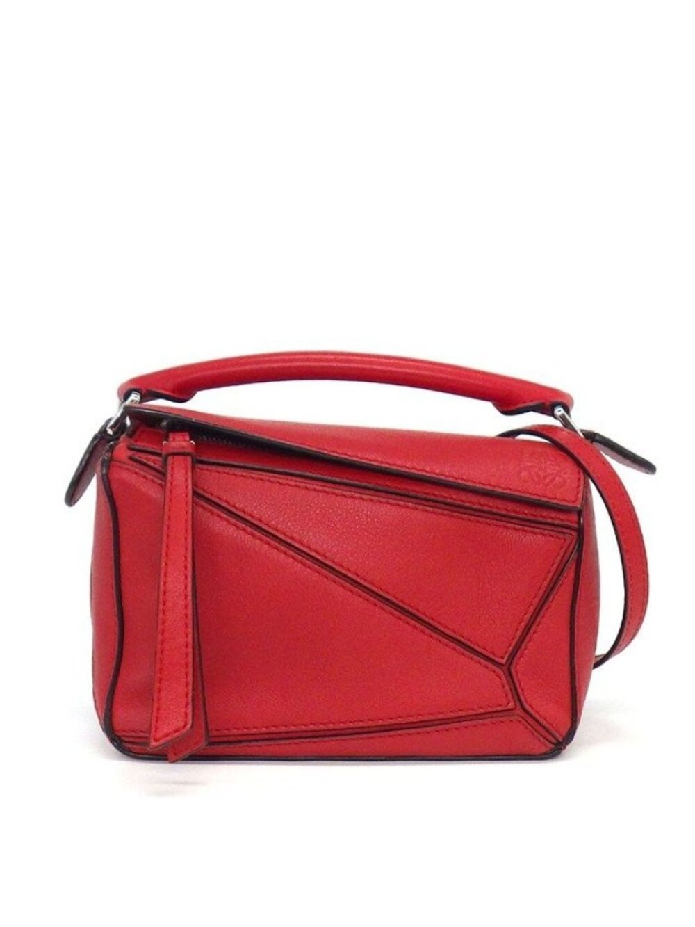 Loewe Shoulder Bag Puzzle Mini 322.30 Red Classic Calfskin Silver
